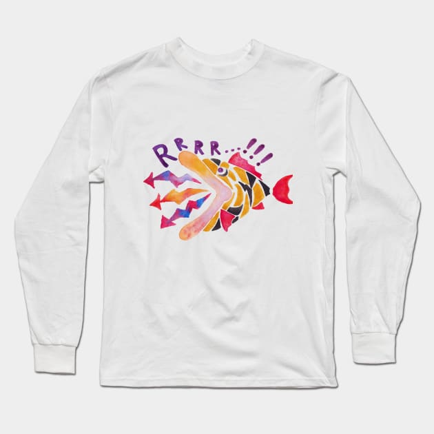 Rrrr...!!! Fish Long Sleeve T-Shirt by AgniArt